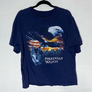 Vintage Lifestyle Classics Freedom Watch Eagle Wolf American Flag Graphic Tee M
